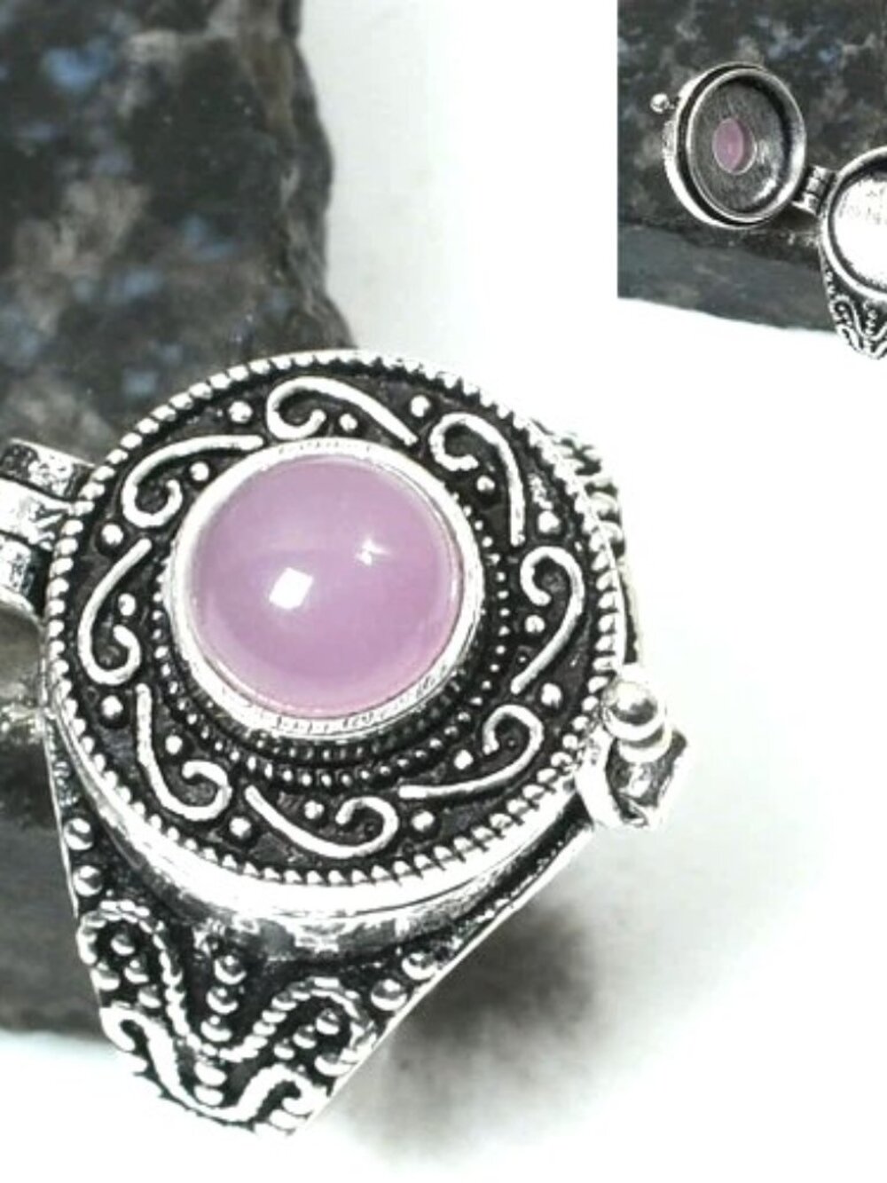 Poison Box Rose Chalcedony Sterling Silver Size 7.75
